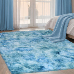 Aspire Homeware Non Slip Tie Dye Teal Shaggy Rug Soft Fluffy Washable, Living Area And Bedroom Rug, (L)170Cm X (W)120Cm - thumbnail 6