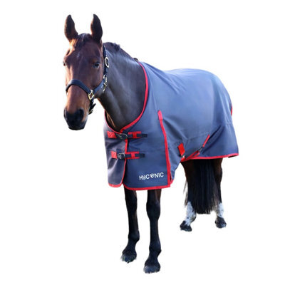 "Hyconic No Fill Horse Turnout Rug Charcoal/red (5 6"")" - image 1