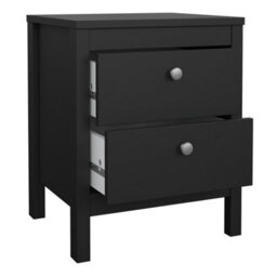 Furniture To Go Madrid 3 Piece Bundle, Bedside, Chest And 2 Door Wardrobe In Matt Black - thumbnail 3