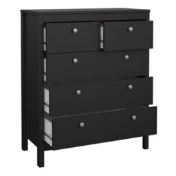 Furniture To Go Madrid 3 Piece Bundle, Bedside, Chest And 2 Door Wardrobe In Matt Black - thumbnail 7