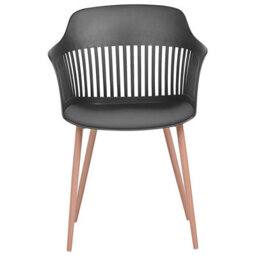 Beliani Set Of 2 Black Open-Back Synthetic Dining Chairs With Metal Legs - thumbnail 1