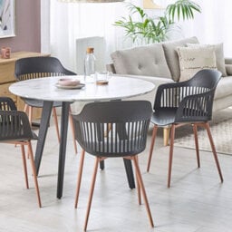 Beliani Set Of 2 Black Open-Back Synthetic Dining Chairs With Metal Legs - thumbnail 2