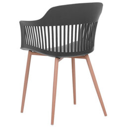 Beliani Set Of 2 Black Open-Back Synthetic Dining Chairs With Metal Legs - thumbnail 6