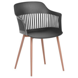 Beliani Set Of 2 Black Open-Back Synthetic Dining Chairs With Metal Legs - thumbnail 4