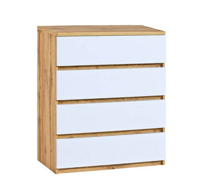 Arte Arca Ar5 Chest Of Drawers - Elegant Two-Tone Storage, H940mm W801mm D400mm In Oak Wotan & Arctic White - image 1
