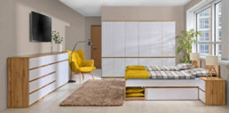 Arte Arca Ar5 Chest Of Drawers - Elegant Two-Tone Storage, H940mm W801mm D400mm In Oak Wotan & Arctic White - thumbnail 4