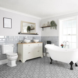 Homestylestore Antique White Bathroom Suite With Double Ended Slipper Bath And Feet, 1210mm Vanity Units And Close Coupled Toilet - thumbnail 1