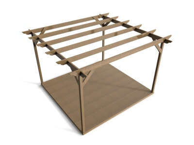 Arbor Garden Solutions Timber Pergola And Decking Complete Diy Kit, Dinasty Design (4.2M X 4.2M, Rustic Brown Finish) - image 1