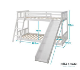 Nöa & Nani Noa & Nani Kids Solid Wood Cabin Bed Low With Bunk Underbed, Play Area, Slide & Blue Package In Classic White Tuva - thumbnail 7