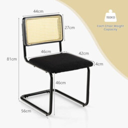 Gainoom Set Of 2 Rattan Bar Stools Upholstered Counter Height Chair Kitchen Dining Stool - thumbnail 2