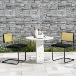 Gainoom Set Of 2 Rattan Bar Stools Upholstered Counter Height Chair Kitchen Dining Stool - thumbnail 3