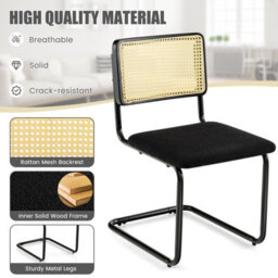 Gainoom Set Of 2 Rattan Bar Stools Upholstered Counter Height Chair Kitchen Dining Stool - thumbnail 6