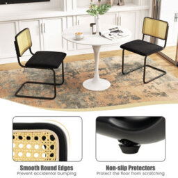 Gainoom Set Of 2 Rattan Bar Stools Upholstered Counter Height Chair Kitchen Dining Stool - thumbnail 5