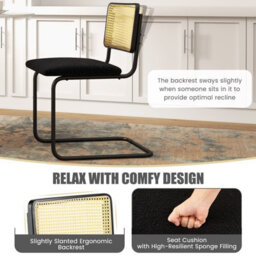 Gainoom Set Of 2 Rattan Bar Stools Upholstered Counter Height Chair Kitchen Dining Stool - thumbnail 7