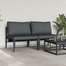 Berkfield Modern Outdoor Furniture With Cushion 2 Pcs Anthracite Steel - thumbnail 3