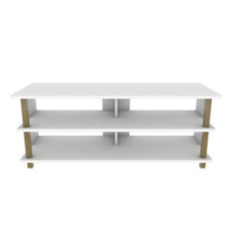 Decorotika Pueblo Tv Stand Tv Unit For Tv's Up To 55 Inches Gold And White - thumbnail 4
