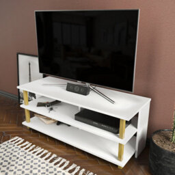 Decorotika Pueblo Tv Stand Tv Unit For Tv's Up To 55 Inches Gold And White - thumbnail 2