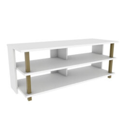Decorotika Pueblo Tv Stand Tv Unit For Tv's Up To 55 Inches Gold And White - thumbnail 5
