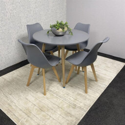 Kosy Koala Dining Table And 4 Chairs Grey Round Table With 4 Grey Plastic Chairs Dining Room Furniture - thumbnail 6