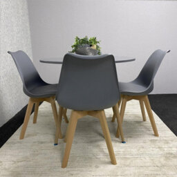 Kosy Koala Dining Table And 4 Chairs Grey Round Table With 4 Grey Plastic Chairs Dining Room Furniture - thumbnail 3