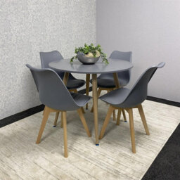 Kosy Koala Dining Table And 4 Chairs Grey Round Table With 4 Grey Plastic Chairs Dining Room Furniture - thumbnail 5