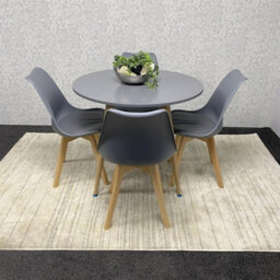 Kosy Koala Dining Table And 4 Chairs Grey Round Table With 4 Grey Plastic Chairs Dining Room Furniture - thumbnail 4