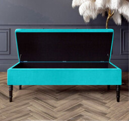 Safar Plain 120Cm Ottoman Storage Bench - Plush Velvet Shoe Bench - Teal Upholstery Footstool With Storage - thumbnail 2