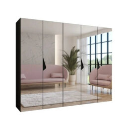Arte Sandi Iii Hinged Door Wardrobe 250Cm - Black Modern Mirrored Wardrobe With Multi-Rail Storage - thumbnail 2