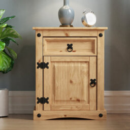 Lassic Vida Designs Corona 1 Drawer 1 Door Bedside Cabinet Mexican Solid Waxed Pine (H)600mm (W)480mm (D)350mm - thumbnail 3