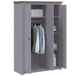 Vidaxl 3-Door Wardrobe Grey 118X50X171.5 Cm Pine Panama Range - thumbnail 3