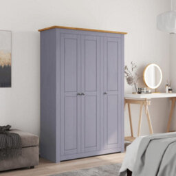 Vidaxl 3-Door Wardrobe Grey 118X50X171.5 Cm Pine Panama Range Wardrobes