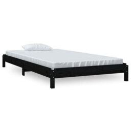 Berkfield Stack Bed Black 90X200 Cm Solid Wood Pine - thumbnail 2