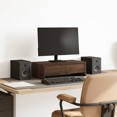 Walplus Monitor Stand With Drawers Brown Oak 50X27X15 Cm Engineered Wood - image 1