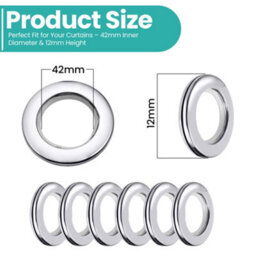 Neel Blue 42mm Platic Eyelets, Silver Grommet Rings For Curtains & Drapes, Backdrop, 10Pcs - thumbnail 2