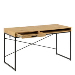Wyld Haus El Paso Wild Oak Effect Desk With Drawer, Shelf And Black Metal Sledge Base - thumbnail 6