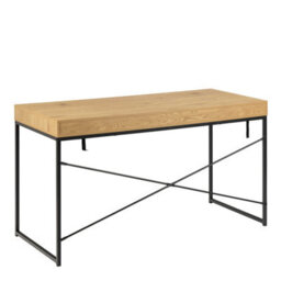 Wyld Haus El Paso Wild Oak Effect Desk With Drawer, Shelf And Black Metal Sledge Base - thumbnail 5