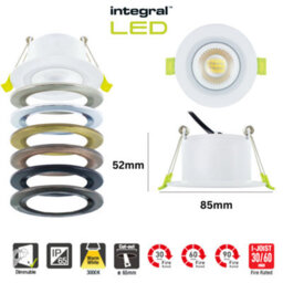 Integral LED Led Downlights 65mm Ip65 600Lm 5W 3000K Dimmable Fire Rated - White (4 Pack) - thumbnail 5