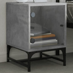 Berkfield Bedside Cabinets With Glass Doors 2 Pcs Concrete Grey 35X37X50 Cm - thumbnail 3