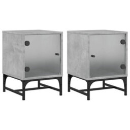 Berkfield Bedside Cabinets With Glass Doors 2 Pcs Concrete Grey 35X37X50 Cm - thumbnail 2