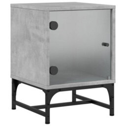 Berkfield Bedside Cabinets With Glass Doors 2 Pcs Concrete Grey 35X37X50 Cm - thumbnail 4