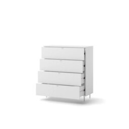 Arte Mila 4 White Chest W90Cm X H103Cm X D41Cm - 4-Drawer Unit With Ball-Bearing Runners & Metal Legs - thumbnail 2