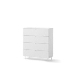 Arte Mila 4 White Chest W90Cm X H103Cm X D41Cm - 4-Drawer Unit With Ball-Bearing Runners & Metal Legs - thumbnail 1