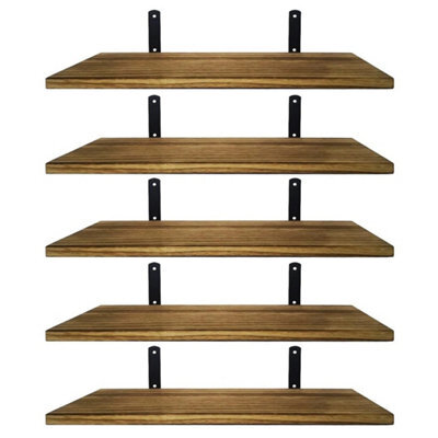 5 Pack Rustic Wooden Floating Wall Storage Shelves - image 1
