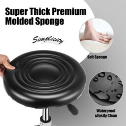 Black With Backrest Stool Round Stool Salon Chair Beauty Workshop Office - thumbnail 3