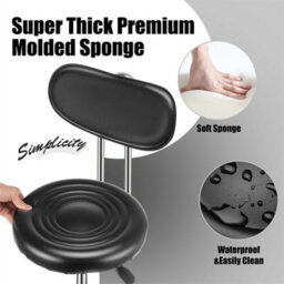 Black With Backrest Stool Round Stool Salon Chair Beauty Workshop Office - thumbnail 4