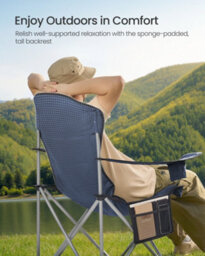 LEDREM Camping Chair, Folding Outdoor Chair With Wide Seat And High Back, Blue And Grey - thumbnail 5