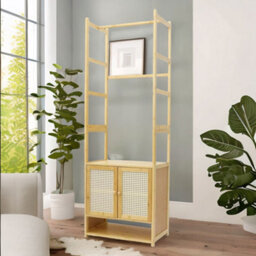 BMBO Wooden Hall Tree Coat Stand With Shoe Rack Natural Brown - thumbnail 9