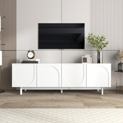 Abrihome Modern White Tv Cabinet 175 X38X56 Cm, Adjustable Shelves, Lightweight Lowboard Tv Furniture In Luxury Style - image 1