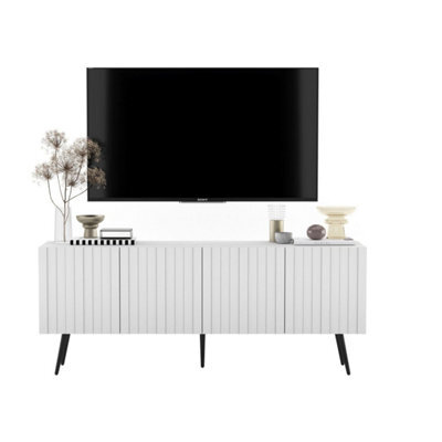 Heze Furniture Elpis Glamour Tv Cabinet Elegant Media Unit Push-To-Open - White Matt - image 1