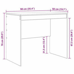 Berkfield Computer Desk White Engineered Wood 90 X 50 X 76 Cm Tough - thumbnail 8